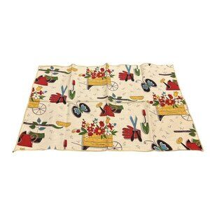 Vintage Garden Tools Pattern Cotton Napkins 17.5" X 10.75" Multicolor
